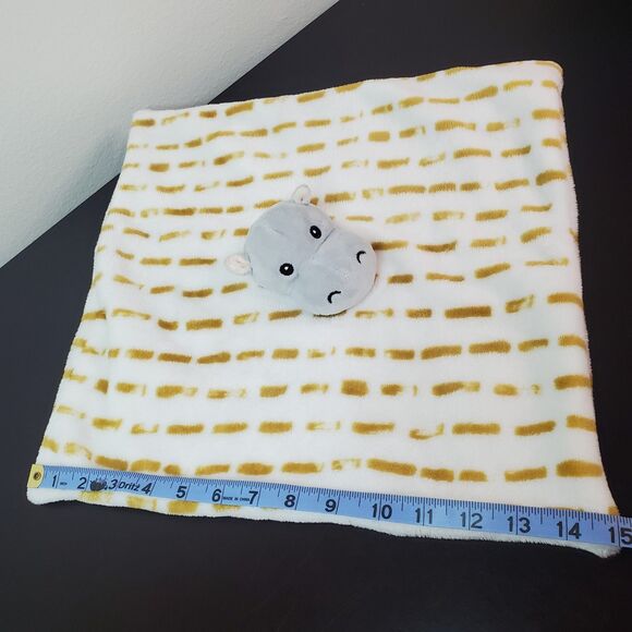 Lila And Jack Gray Hippo Security Blanket Lovey Golden Stripes Plush Baby Toy - Picture 5 of 7